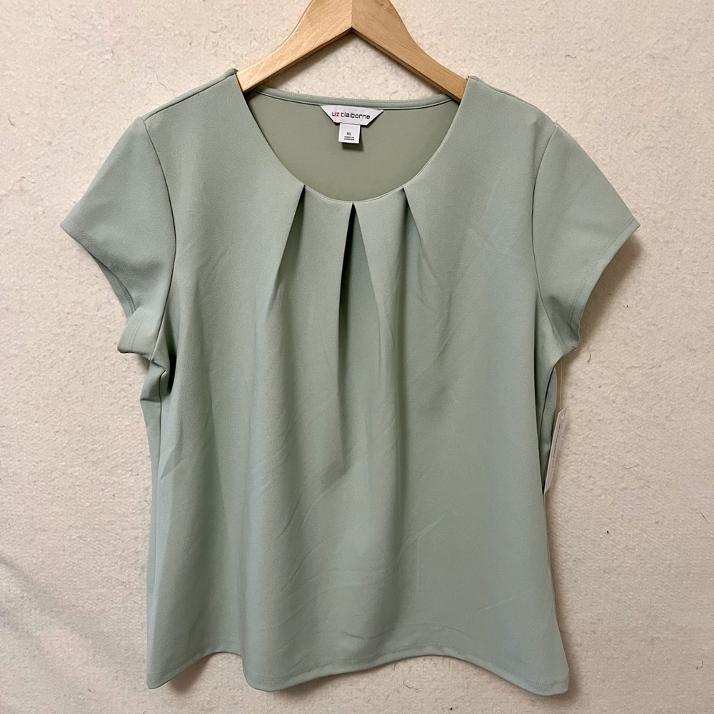 Liz Claiborne Sea Green Pleated Women's Top XL NWT